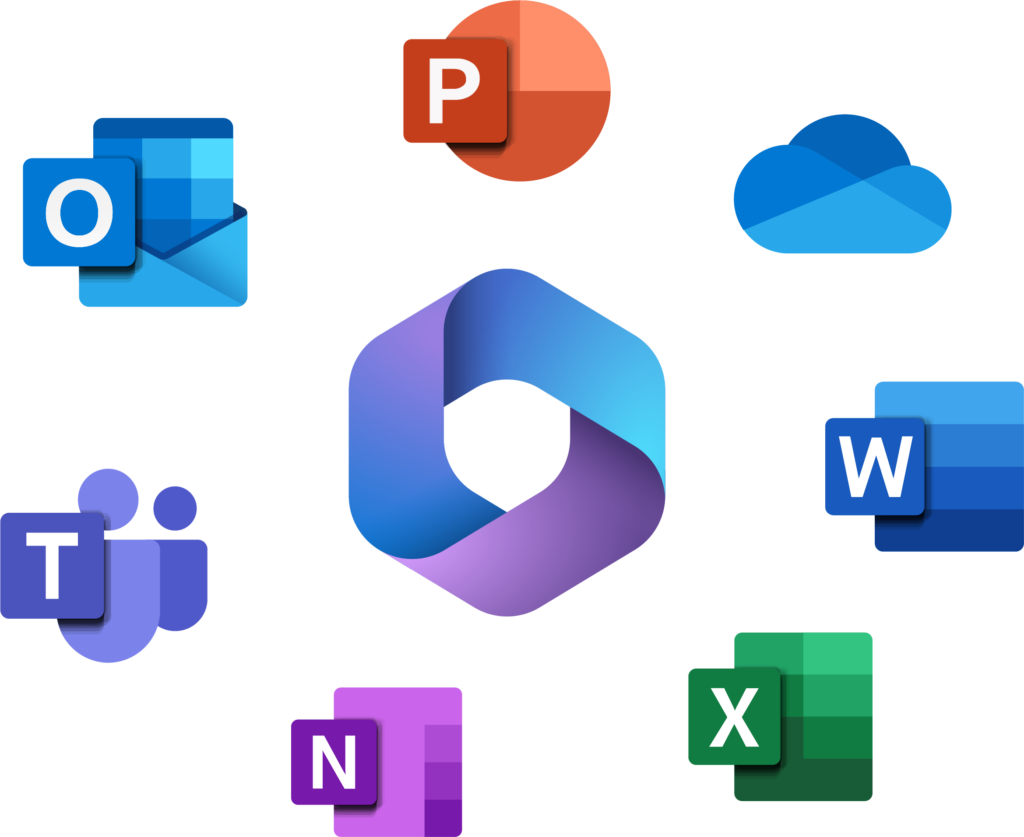 Microsoft 365 applications running on a laptop